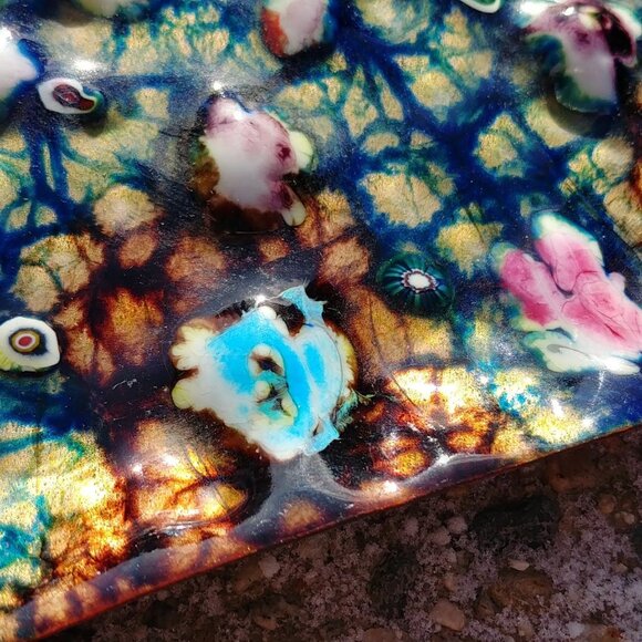 Vintage Mid Century Modern Enamel on Copper Millefiori Tray - Picture 2 of 9